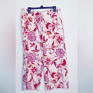 Laundry by Shelli Segal Los Angeles Colorful Floral Palazzo Linen Pants Large